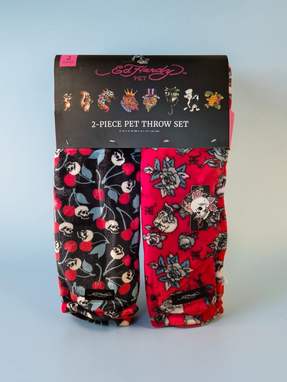Ed Hardy Pet  2-Piece Pet Throw Set 27"x44" Each